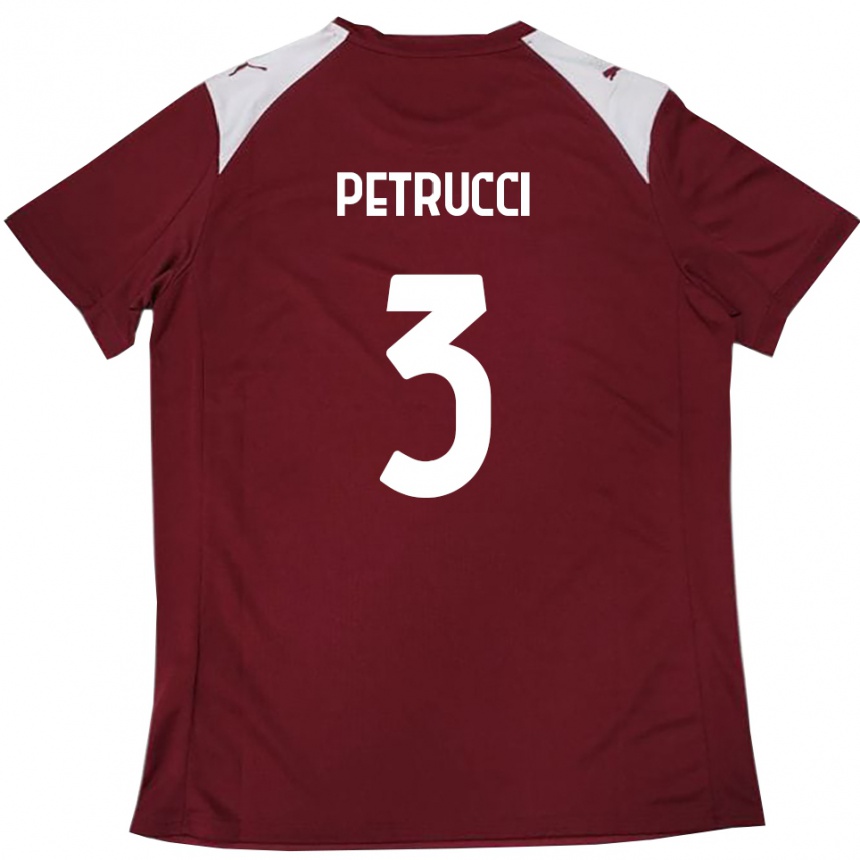 ילדים כדורגל Francesco Petrucci #3 בורדו לבן ג'רזי ביתית 2025/26 ילדים כדורגל Francesco Petrucci #3 בורדו לבן ג'רזי ביתית 2025/26