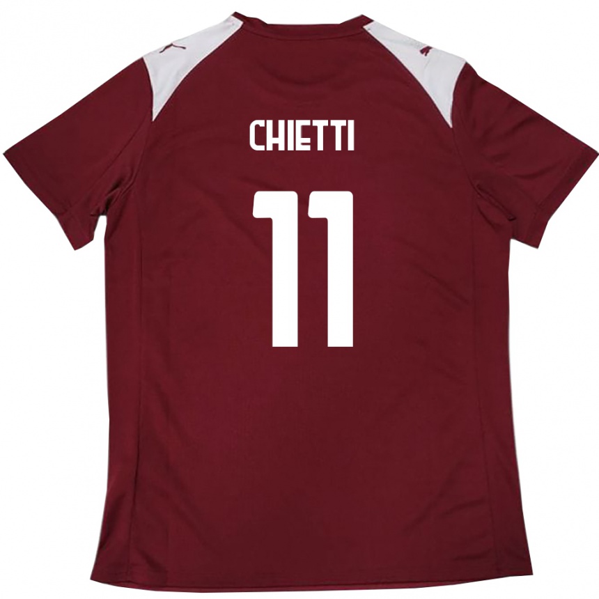 ילדים כדורגל Francesco Chietti #11 בורדו לבן ג'רזי ביתית 2025/26