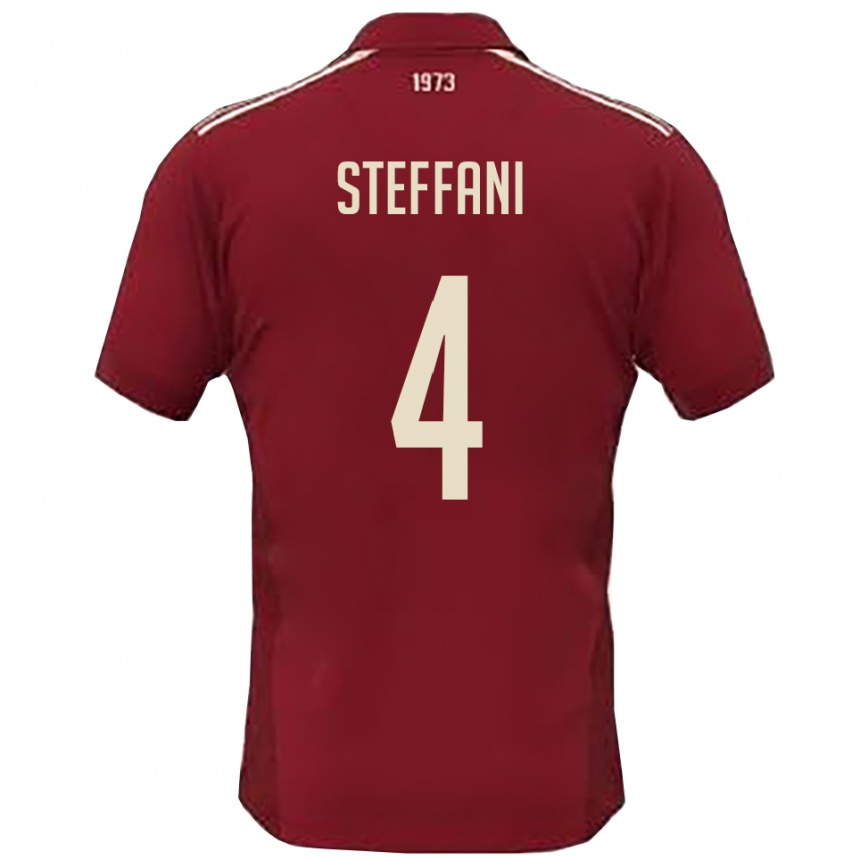 ילדים כדורגל ריקרדו סטפנ #4 בורדו לבן ג'רזי ביתית 2025/26