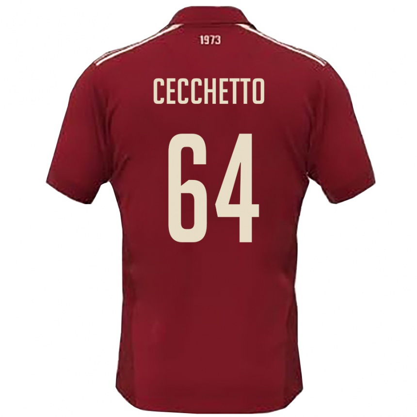 ילדים כדורגל Andrea Cecchetto #64 בורדו לבן ג'רזי ביתית 2025/26