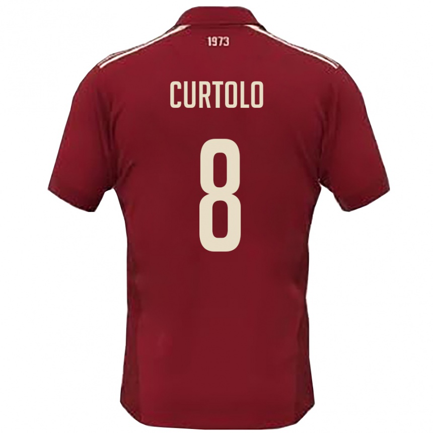 ילדים כדורגל Gabriele Curtolo #8 בורדו לבן ג'רזי ביתית 2025/26