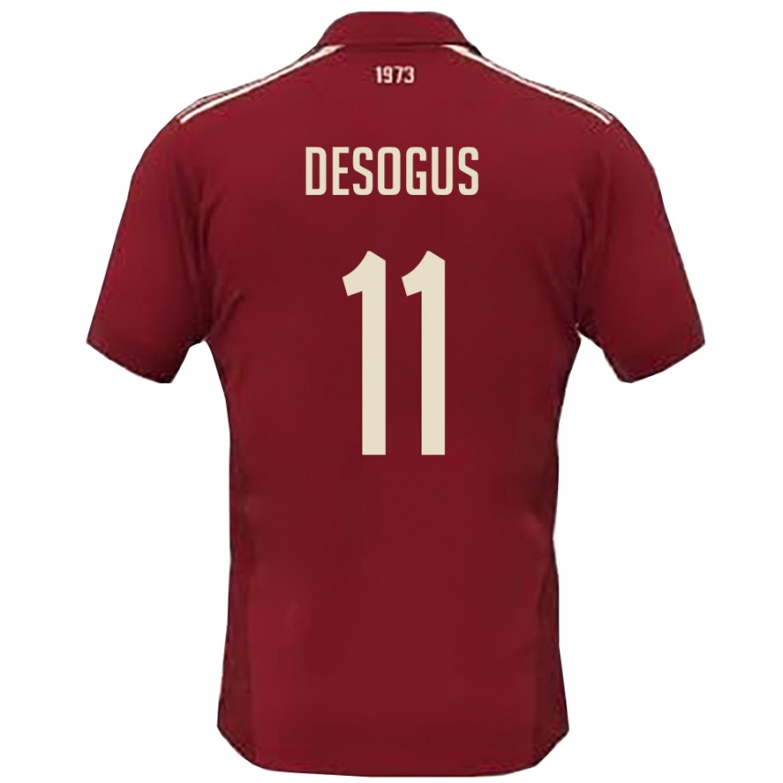 ילדים כדורגל Jacopo Desogus #11 בורדו לבן ג'רזי ביתית 2025/26