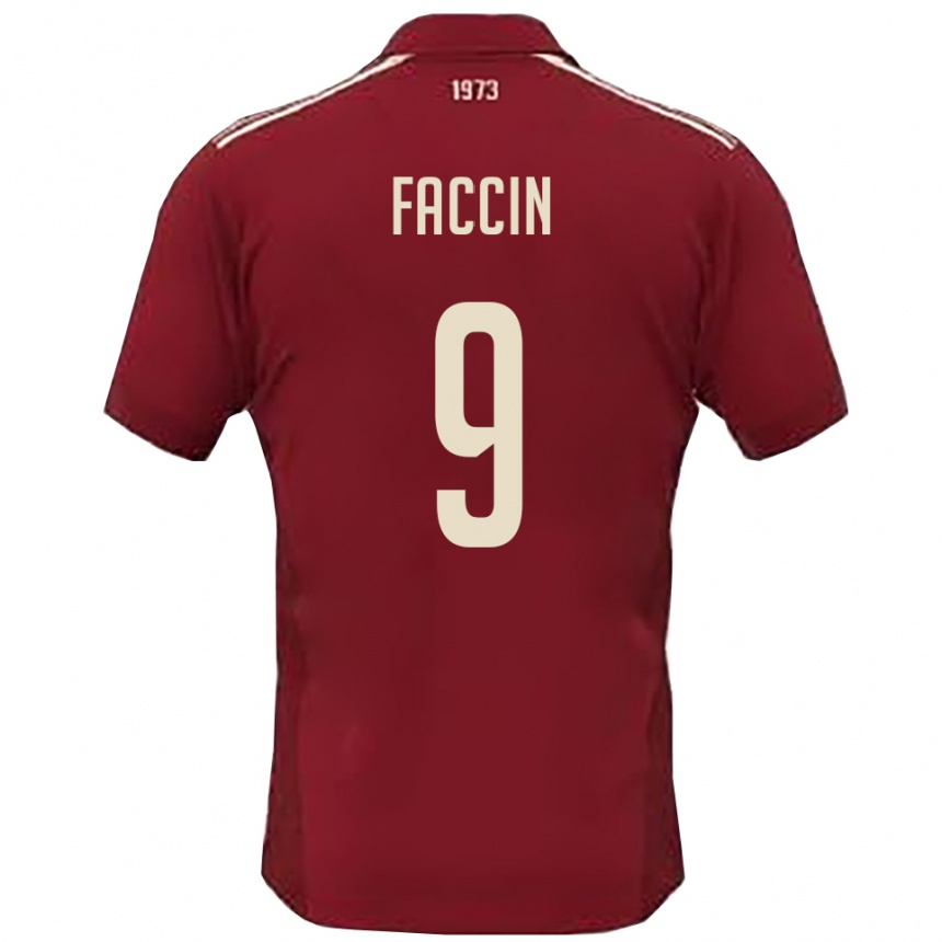 ילדים כדורגל Nicola Faccin #9 בורדו לבן ג'רזי ביתית 2025/26