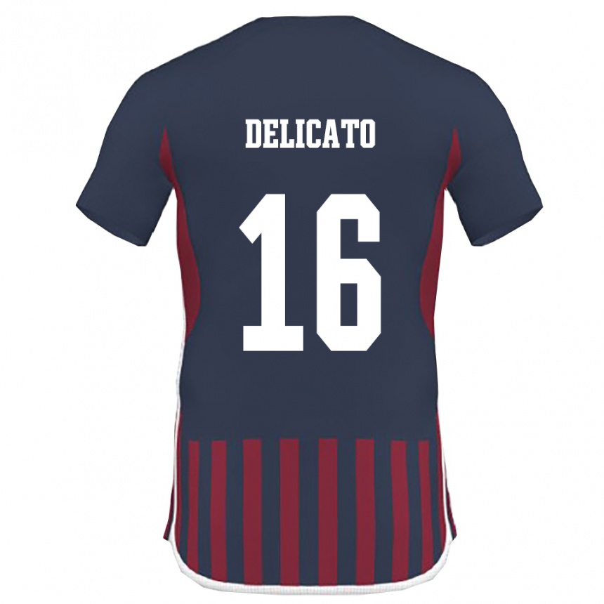 ילדים כדורגל Gianmario Delicato #16 כחול נייבי אדום ג'רזי ביתית 2025/26