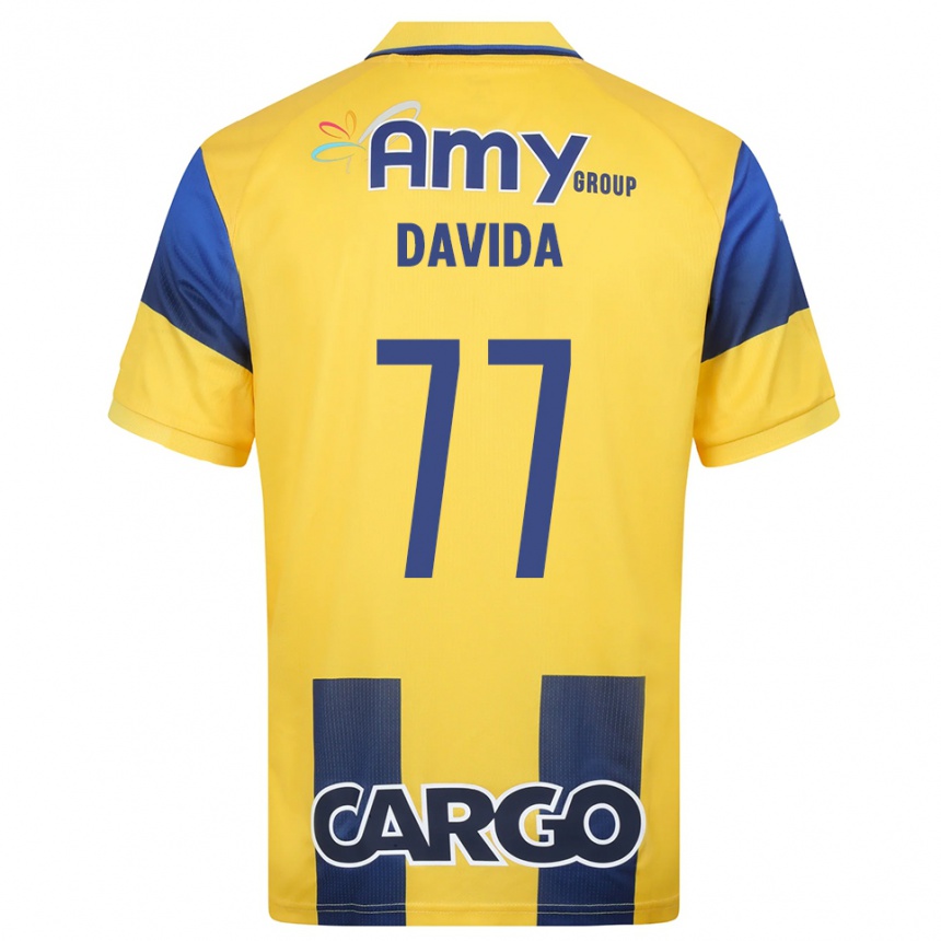 ילדים כדורגל אושר דוידה #77 צהוב כחול נייבי ג'רזי ביתית 2025/26