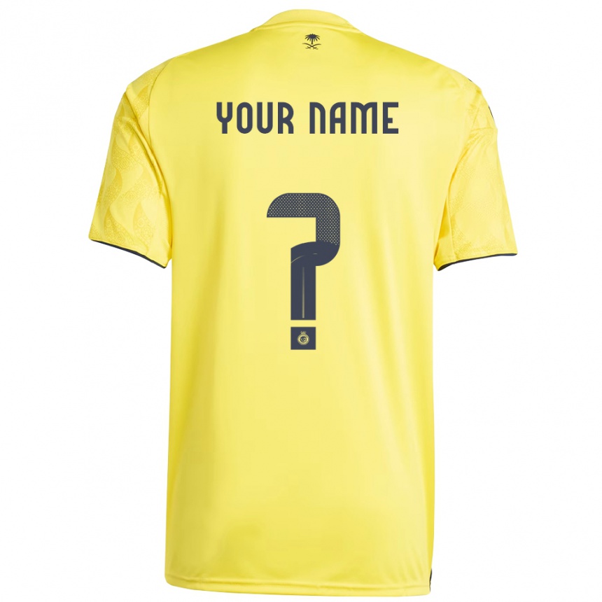ילדים כדורגל השם שלך #0 צהוב שחור ג'רזי ביתית 2025/26