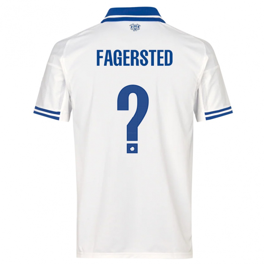 ילדים כדורגל Johan Fagersted #0 לבן כחול ג'רזי ביתית 2025/26