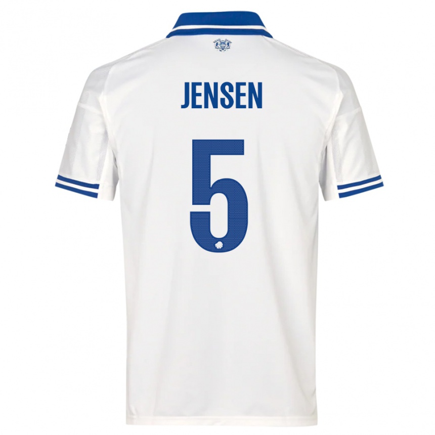 ילדים כדורגל Emma Jensen #5 לבן כחול ג'רזי ביתית 2025/26