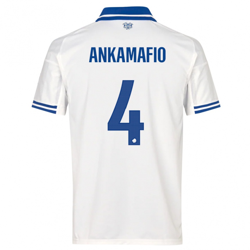 ילדים כדורגל Graham Ankamafio #4 לבן כחול ג'רזי ביתית 2025/26