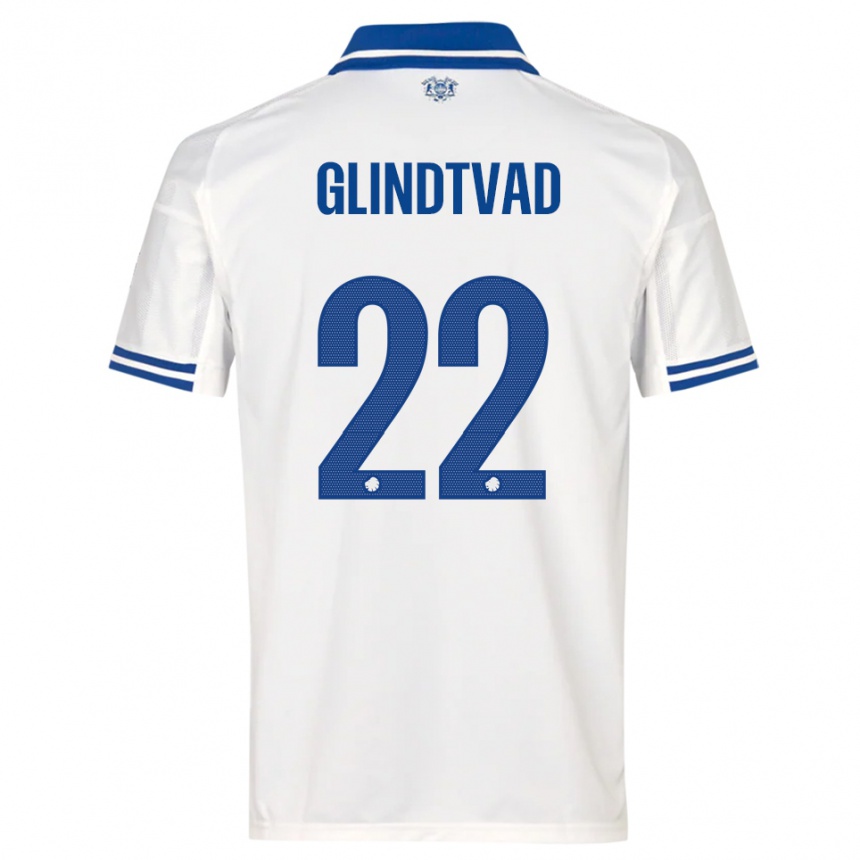 ילדים כדורגל William Glindtvad #22 לבן כחול ג'רזי ביתית 2025/26