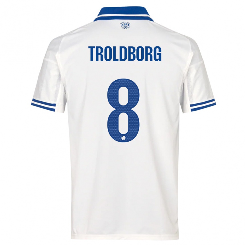 ילדים כדורגל פרדריקה טרולדבורג #8 לבן כחול ג'רזי ביתית 2025/26