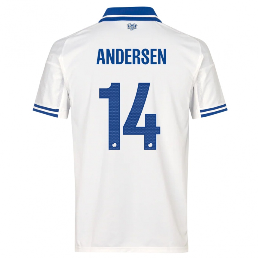 ילדים כדורגל Svava Andersen #14 לבן כחול ג'רזי ביתית 2025/26