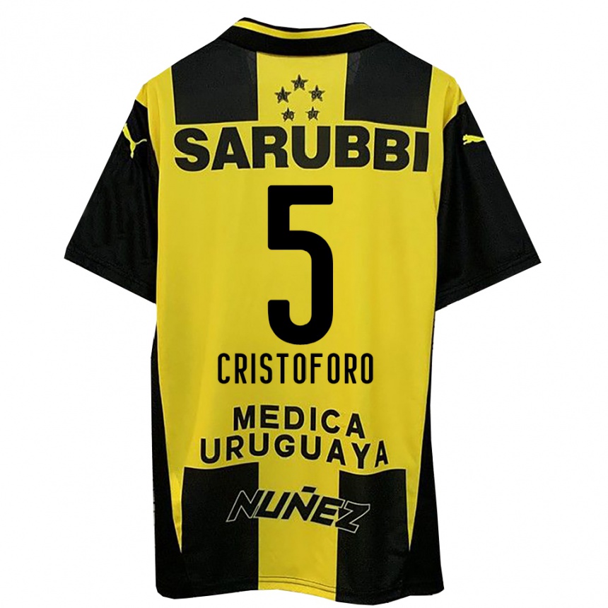 ילדים כדורגל סבסטיאן כריסטופורו #5 צהוב שחור ג'רזי ביתית 2025/26