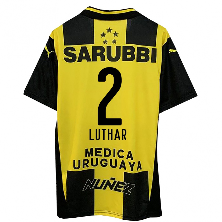 ילדים כדורגל Thiago Luthar #2 צהוב שחור ג'רזי ביתית 2025/26