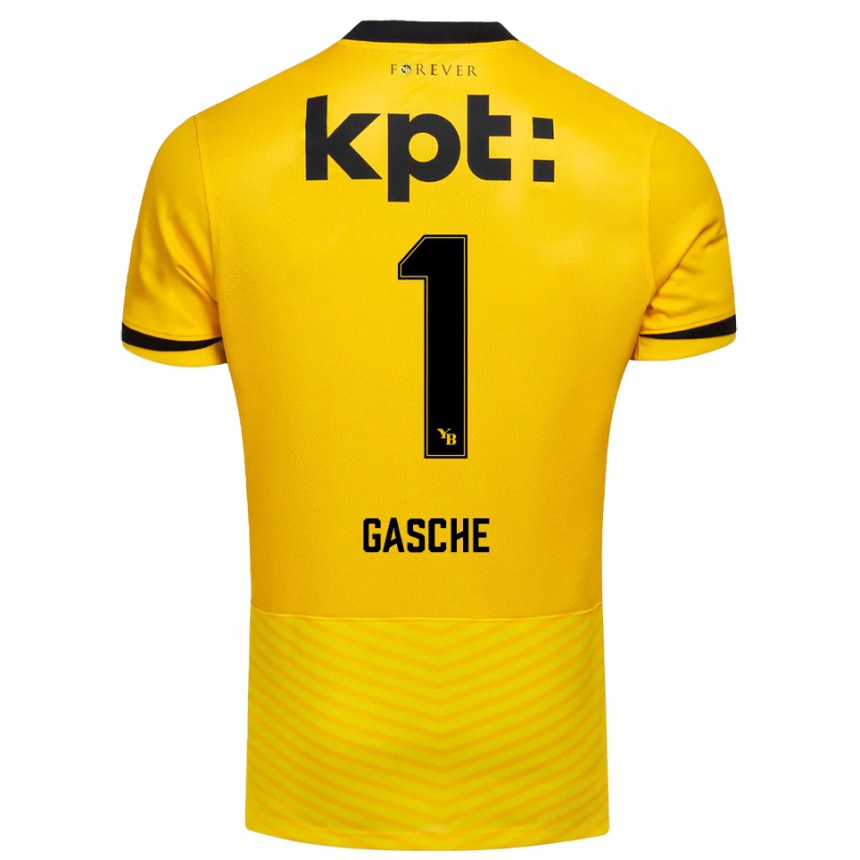 ילדים כדורגל Bastian Gasche #1 צהוב שחור ג'רזי ביתית 2025/26