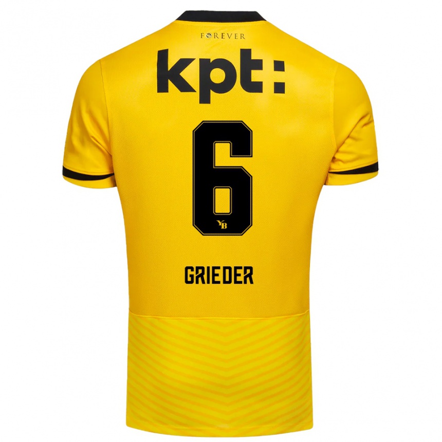 ילדים כדורגל Lionel Grieder #6 צהוב שחור ג'רזי ביתית 2025/26