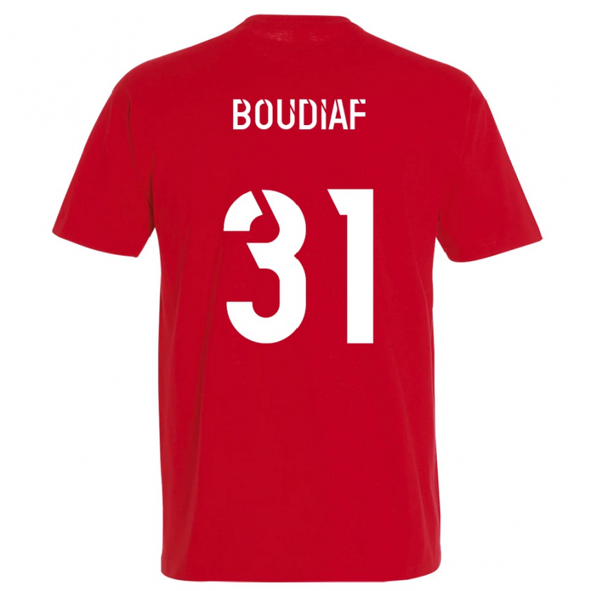 ילדים כדורגל Ryad Boudiaf #31 אדום צהוב ג'רזי ביתית 2025/26