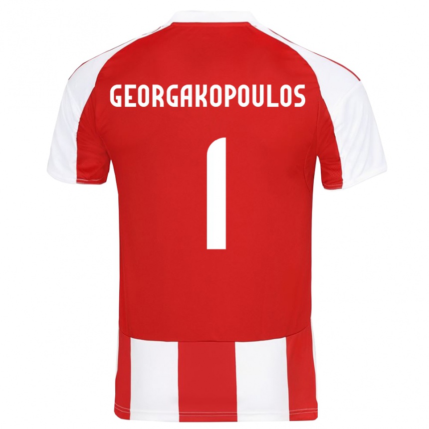 ילדים כדורגל Iason Georgakopoulos #1 אדום לבן ג'רזי ביתית 2025/26