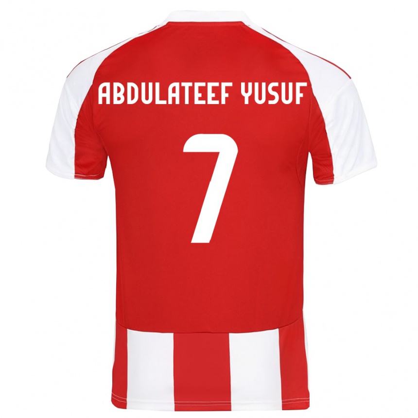 ילדים כדורגל יוסוף עבדולטייף טאייה #7 אדום לבן ג'רזי ביתית 2025/26
