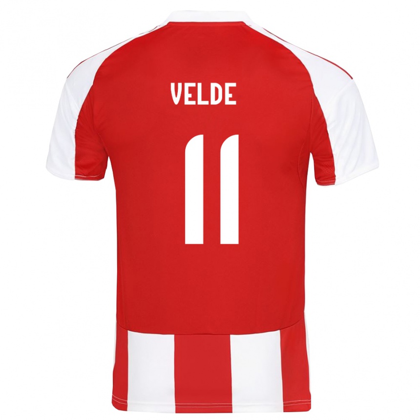 ילדים כדורגל כריסטופר ולדה #11 אדום לבן ג'רזי ביתית 2025/26