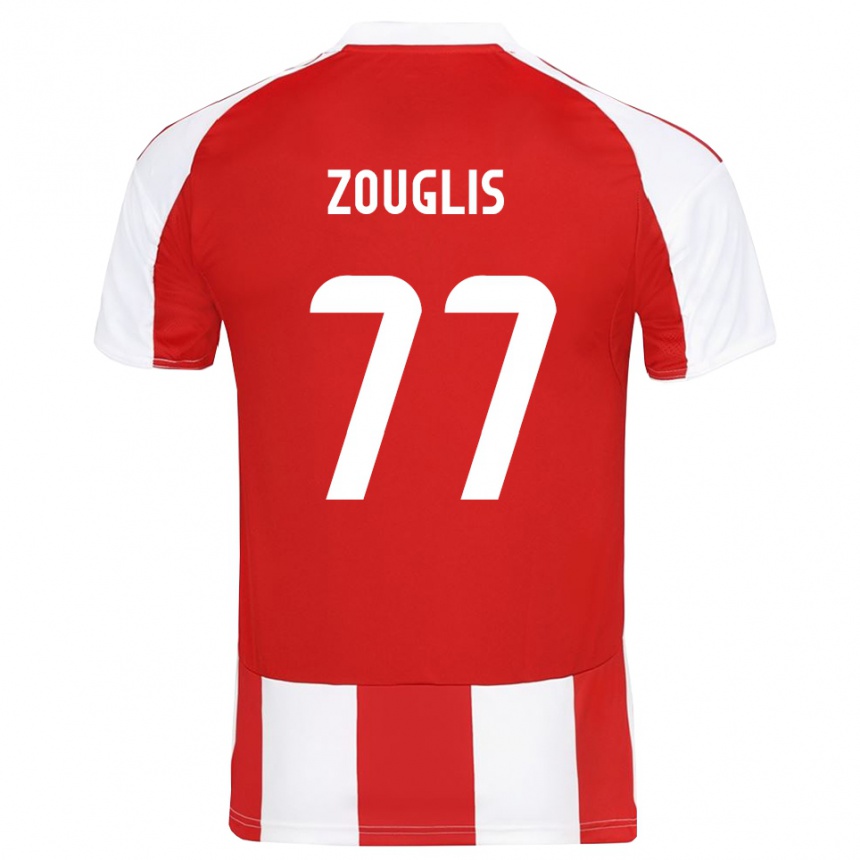 ילדים כדורגל Nikolaos Zouglis #77 אדום לבן ג'רזי ביתית 2025/26