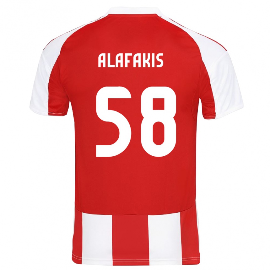 ילדים כדורגל Nektarios Alafakis #58 אדום לבן ג'רזי ביתית 2025/26