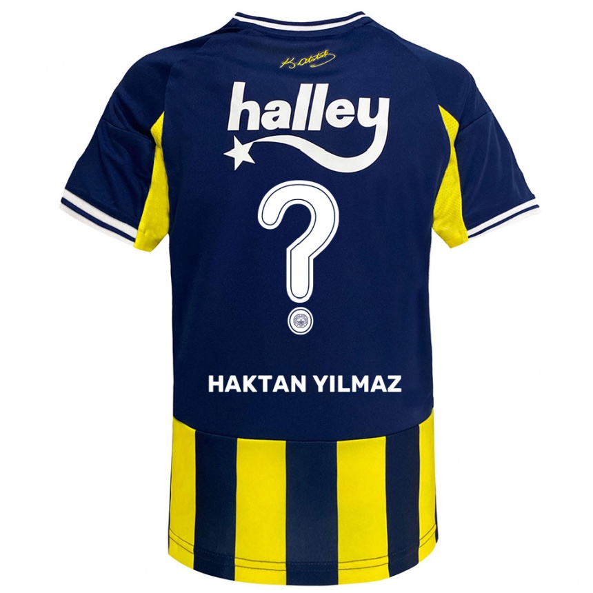 ילדים כדורגל Haktan Yılmaz #0 צהוב כחול נייבי לבן ג'רזי ביתית 2025/26