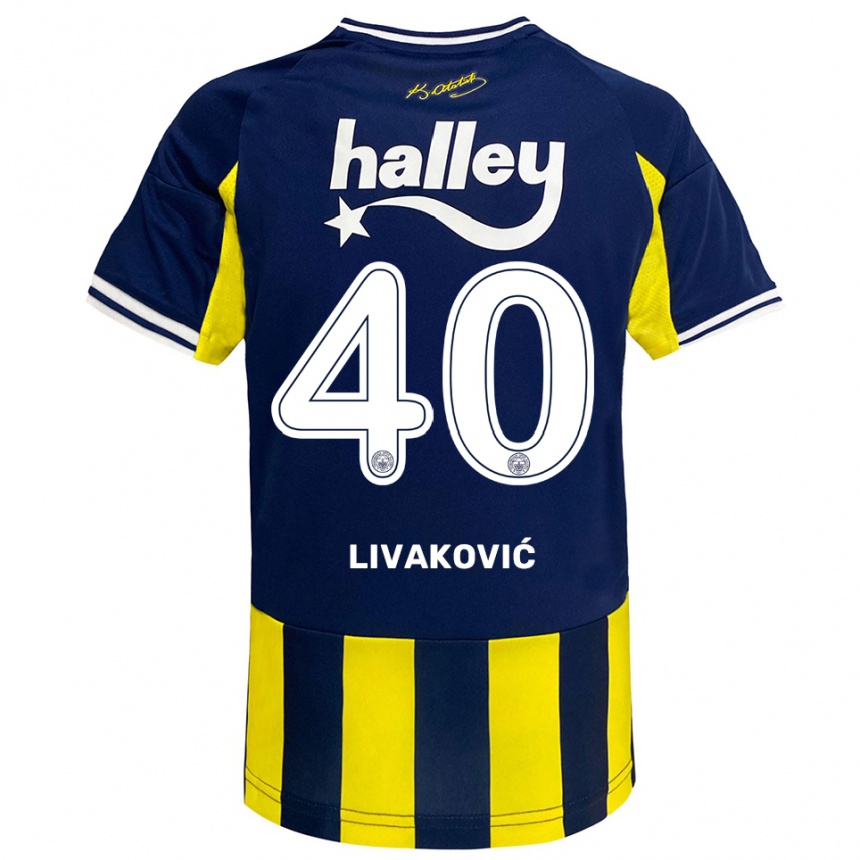 ילדים כדורגל דומיניק ליבאקוביץ' #40 צהוב כחול נייבי לבן ג'רזי ביתית 2025/26