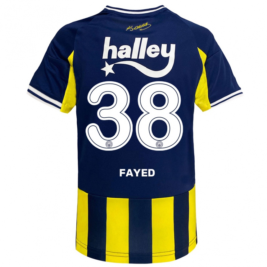 ילדים כדורגל עומר פאיד #38 צהוב כחול נייבי לבן ג'רזי ביתית 2025/26