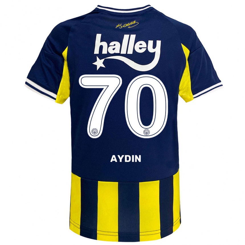 ילדים כדורגל אוגוז איידין #70 צהוב כחול נייבי לבן ג'רזי ביתית 2025/26