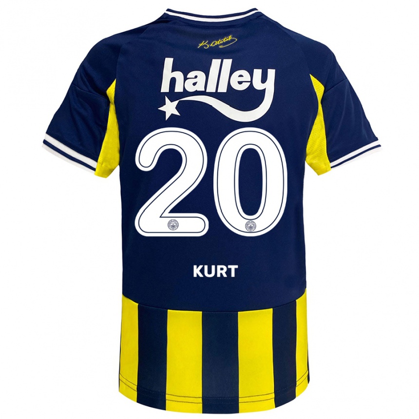 ילדים כדורגל Metehan Kurt #20 צהוב כחול נייבי לבן ג'רזי ביתית 2025/26