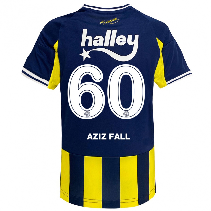 ילדים כדורגל אבדו עזיז פאל #60 צהוב כחול נייבי לבן ג'רזי ביתית 2025/26