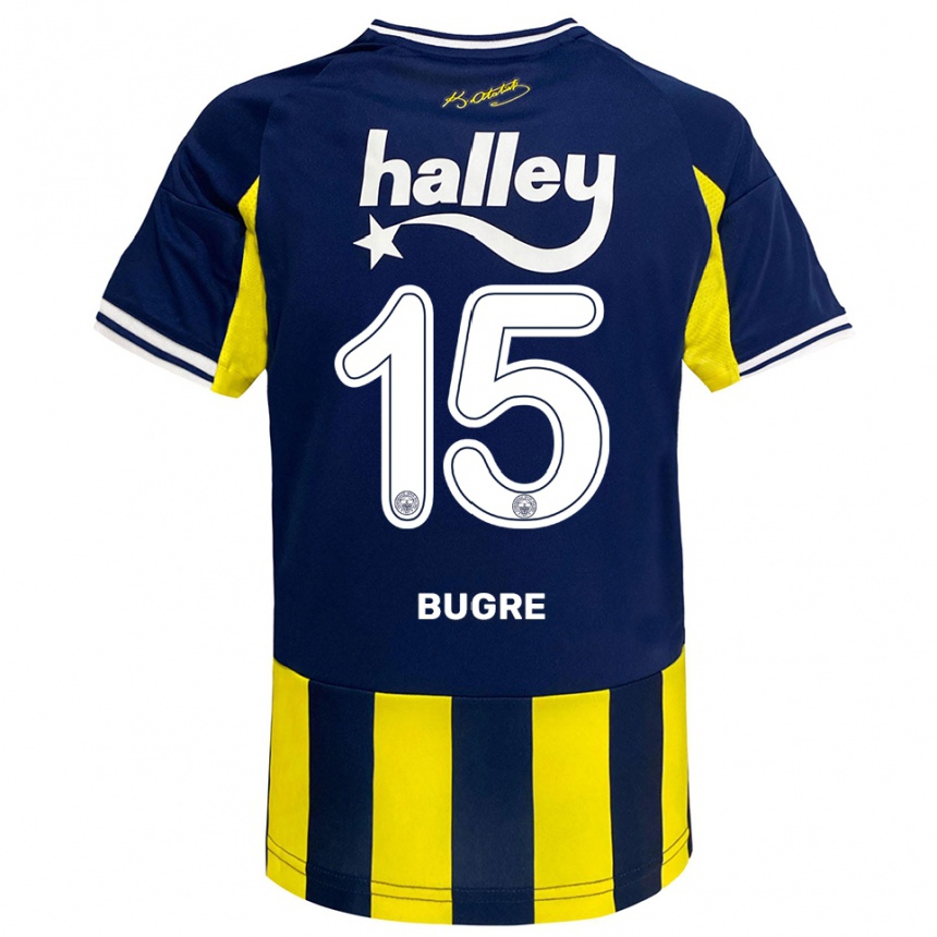 ילדים כדורגל Azumah Bugre #15 צהוב כחול נייבי לבן ג'רזי ביתית 2025/26