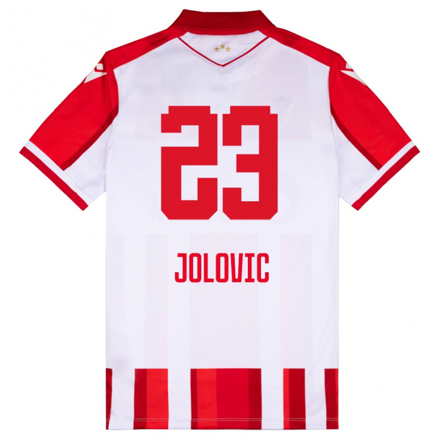 ילדים כדורגל Bogdan Jolovic #23 אדום לבן ג'רזי ביתית 2025/26