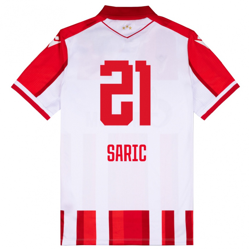 ילדים כדורגל Dimitrije Saric #21 אדום לבן ג'רזי ביתית 2025/26