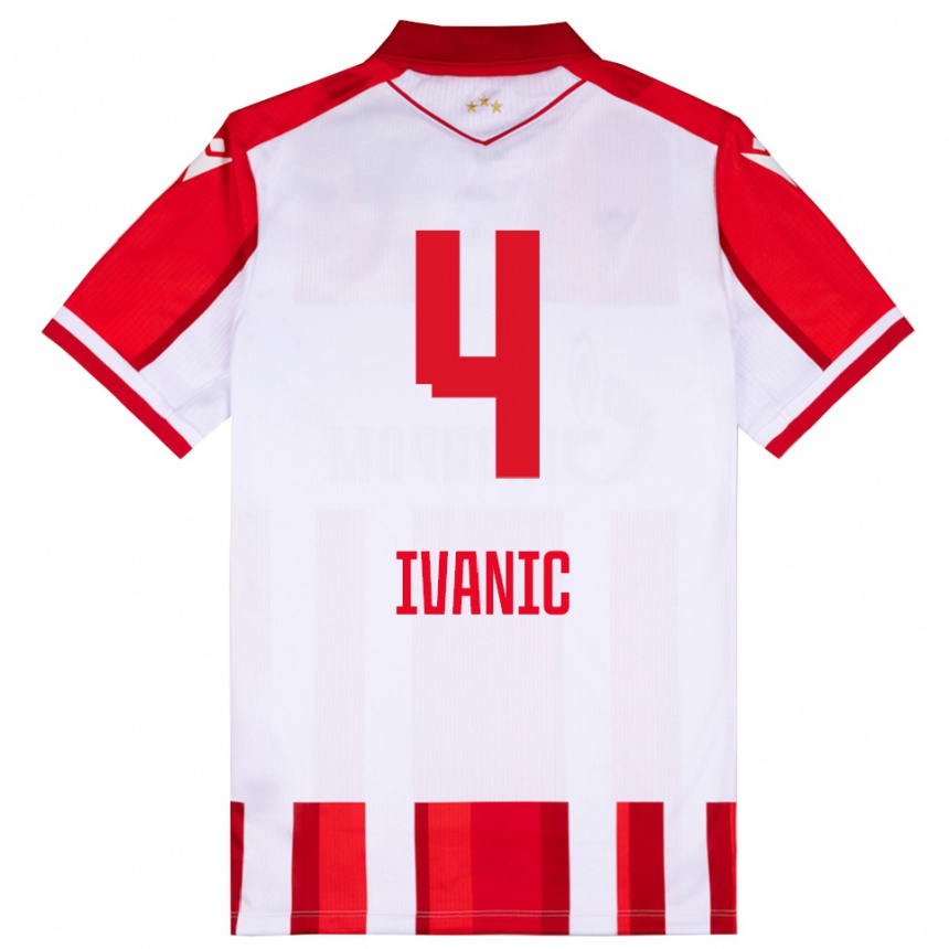 ילדים כדורגל מירקו איבניץ' #4 אדום לבן ג'רזי ביתית 2025/26