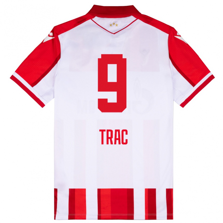 ילדים כדורגל Jovan Trac #9 אדום לבן ג'רזי ביתית 2025/26