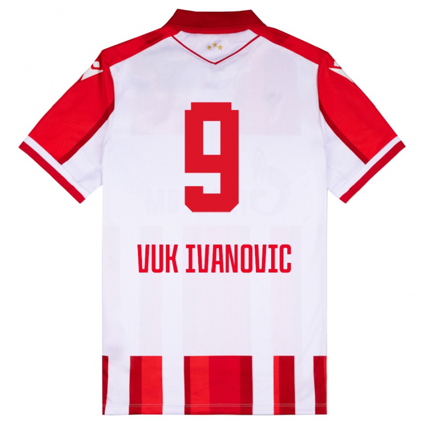 ילדים כדורגל Vuk Ivanovic #9 אדום לבן ג'רזי ביתית 2025/26