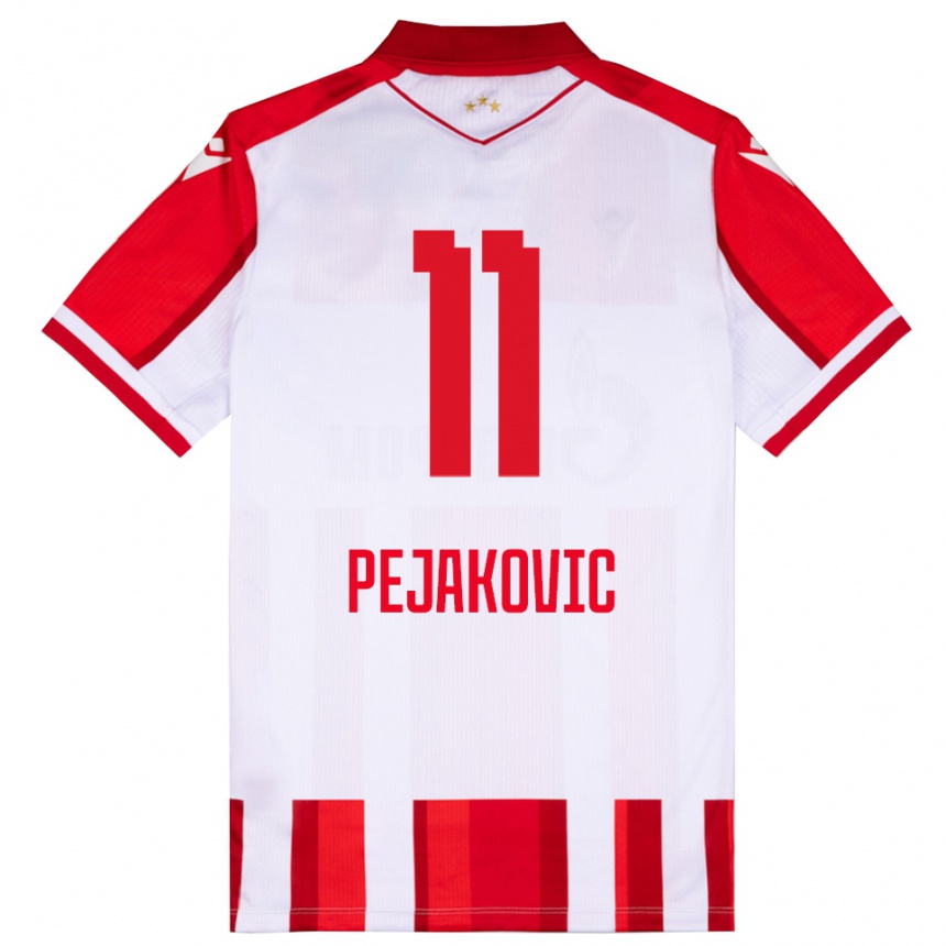 ילדים כדורגל Andrija Pejakovic #11 אדום לבן ג'רזי ביתית 2025/26
