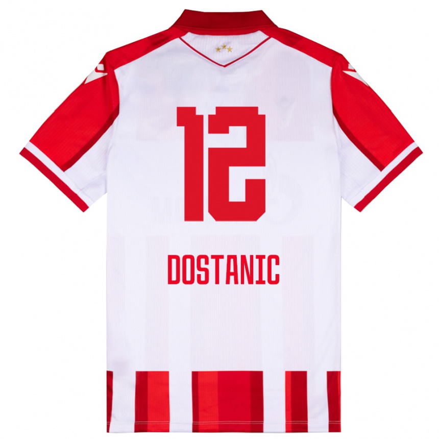 ילדים כדורגל Filip Dostanic #12 אדום לבן ג'רזי ביתית 2025/26