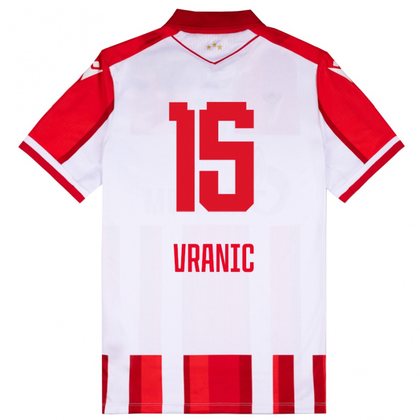 ילדים כדורגל Djordje Vranic #15 אדום לבן ג'רזי ביתית 2025/26