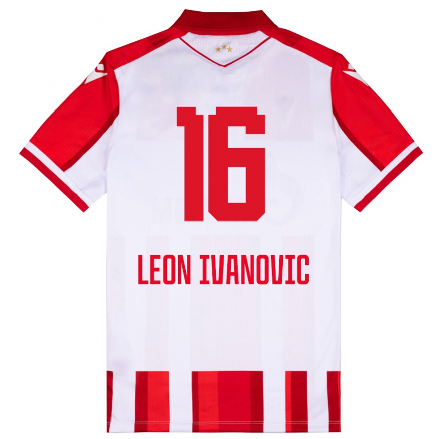ילדים כדורגל Leon Ivanovic #16 אדום לבן ג'רזי ביתית 2025/26
