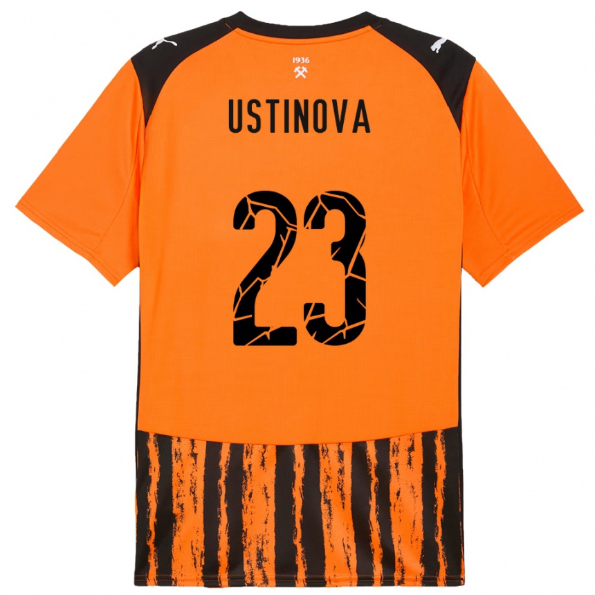 ילדים כדורגל Liudmyla Ustinova #23 כתום שחור ג'רזי ביתית 2025/26