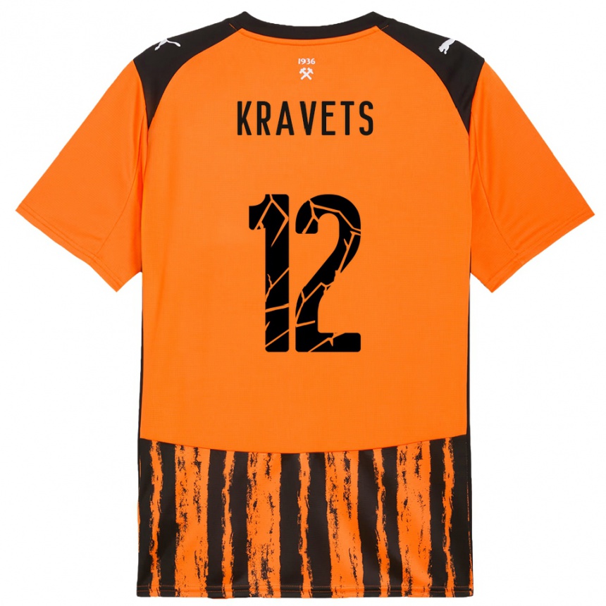 ילדים כדורגל ולדיסלב קראבץ #12 כתום שחור ג'רזי ביתית 2025/26