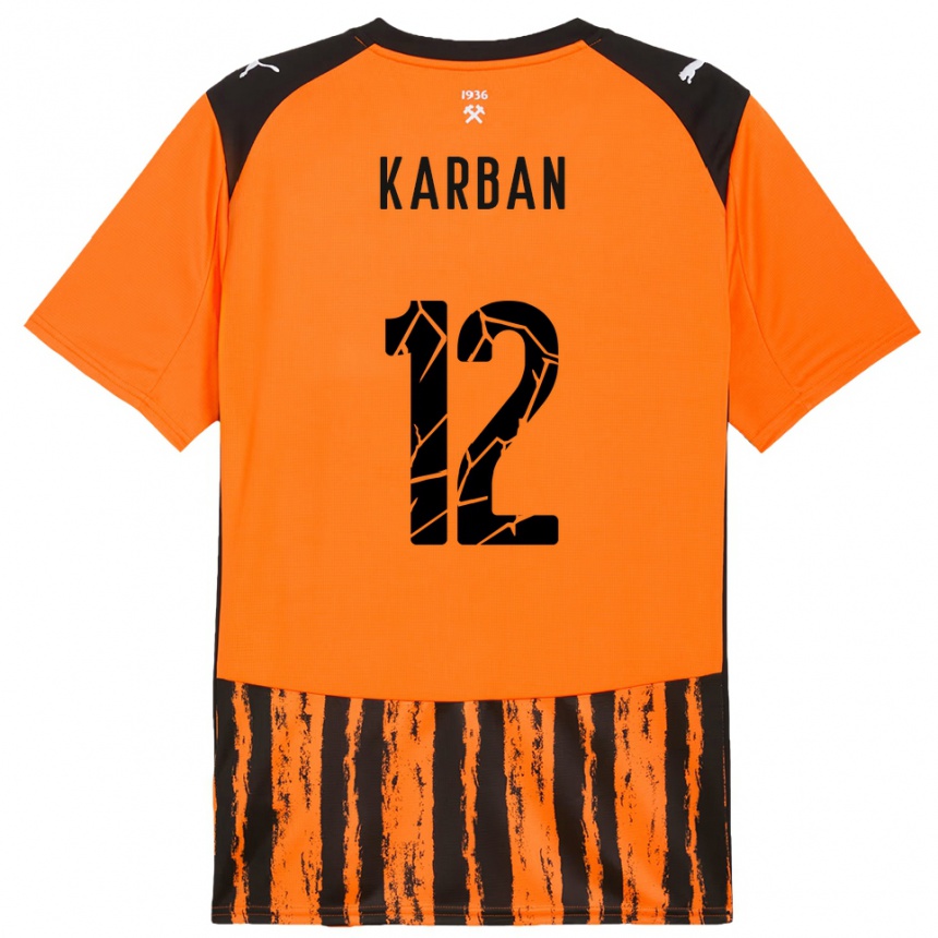 ילדים כדורגל Yevheniia Karban #12 כתום שחור ג'רזי ביתית 2025/26