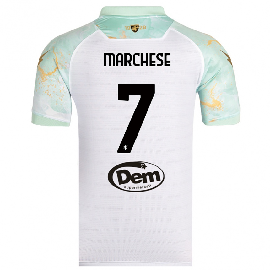 ילדים כדורגל Carmelo Marchese #7 לבן שחור הרחק ג'רזי 2025/26