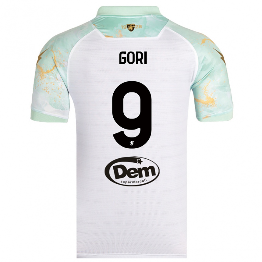 ילדים כדורגל לורנזו גור #9 לבן שחור הרחק ג'רזי 2025/26