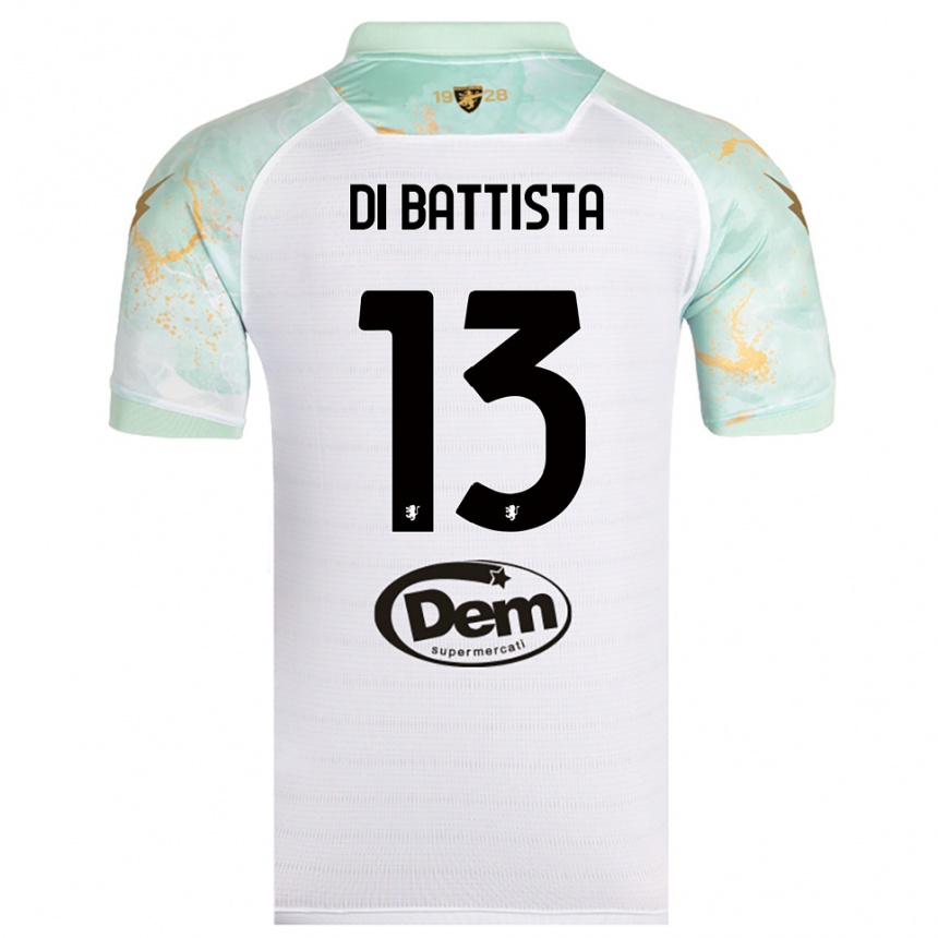 ילדים כדורגל Cristiano Di Battista #13 לבן שחור הרחק ג'רזי 2025/26