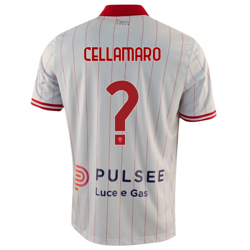 ילדים כדורגל Simone Cellamaro #0 לבן אדום כחול הרחק ג'רזי 2025/26