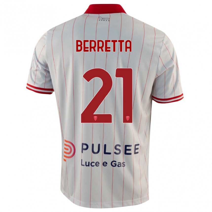 ילדים כדורגל Alessandro Berretta #21 לבן אדום כחול הרחק ג'רזי 2025/26